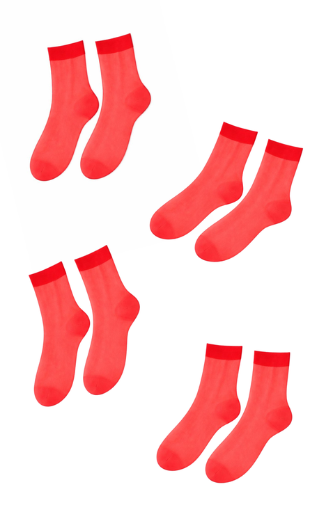 4 Pairs of Glossy Sheer Socks