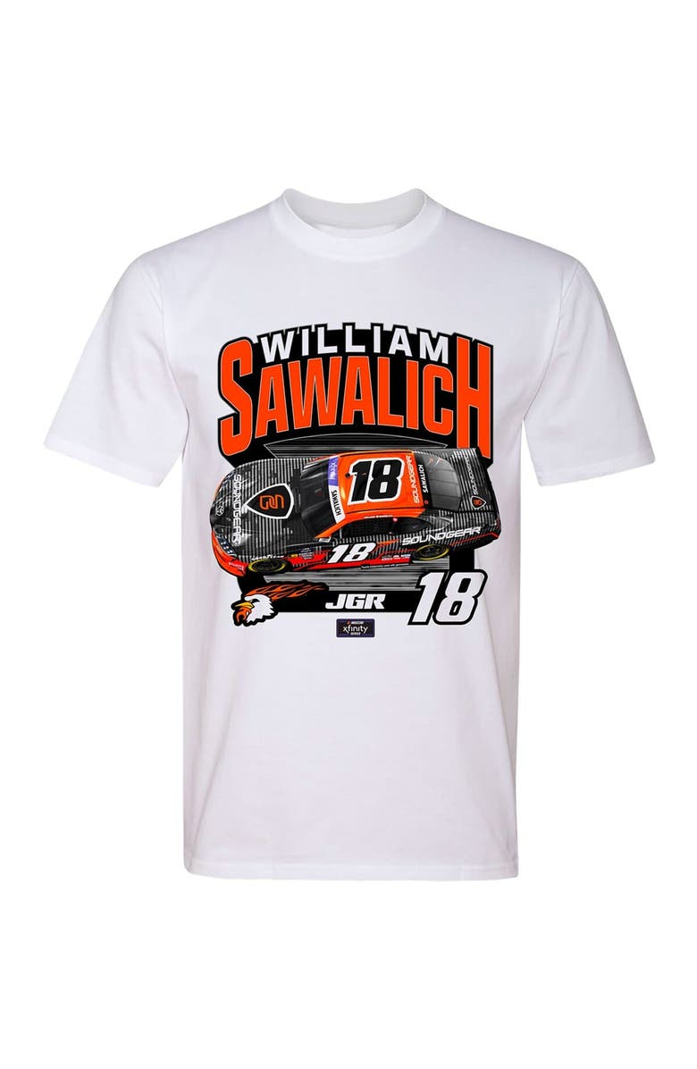 JOE GIBBS RACING TEAM COLLECTION Men's Joe Gibbs Racing Team Collection White William Sawalich SoundGear Car T-Shirt, Alternate, color, White