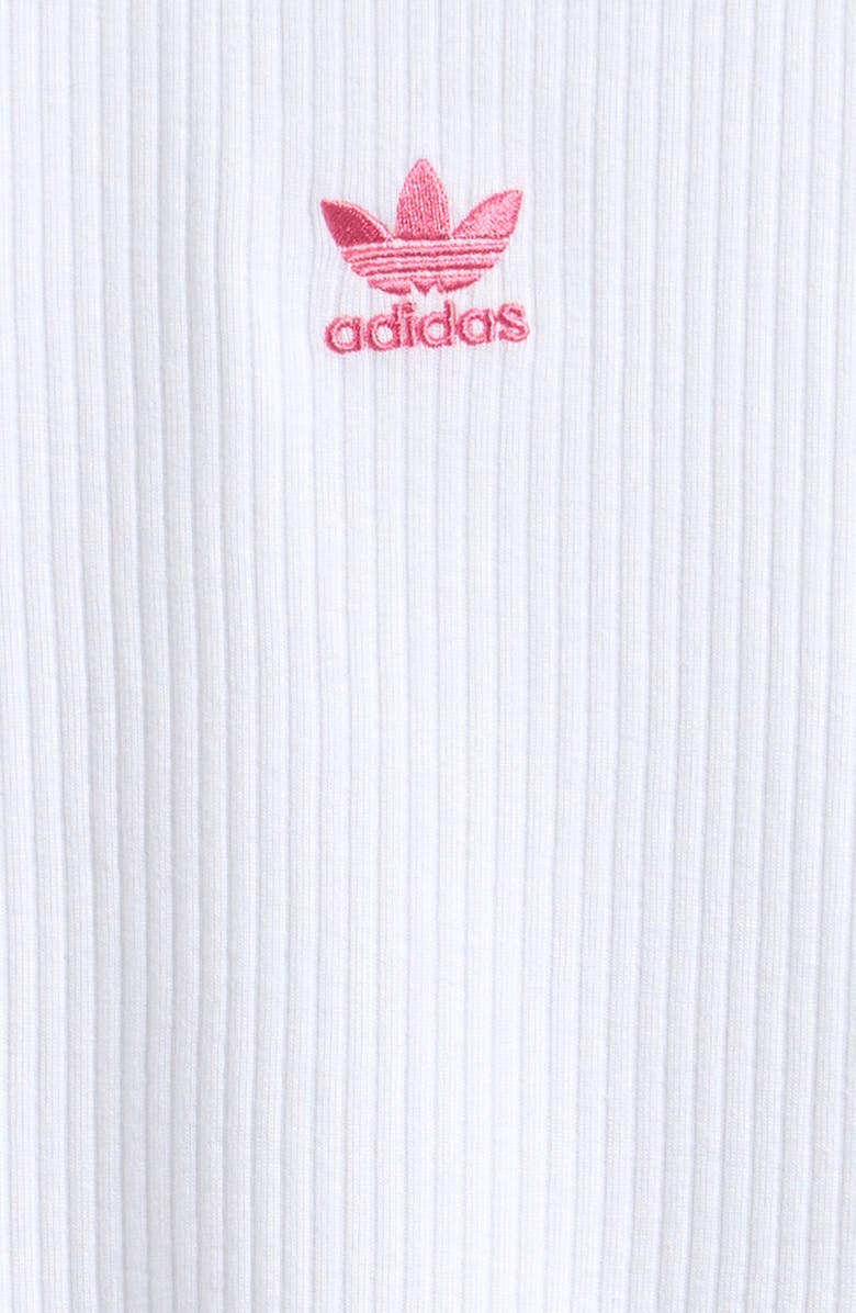 adidas Originals Kids' Embroidered Trefoil Lettuce Edge Rib T-Shirt, Alternate, color, White