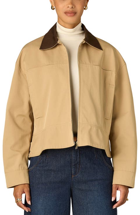 Contrast Collar Peplum Jacket