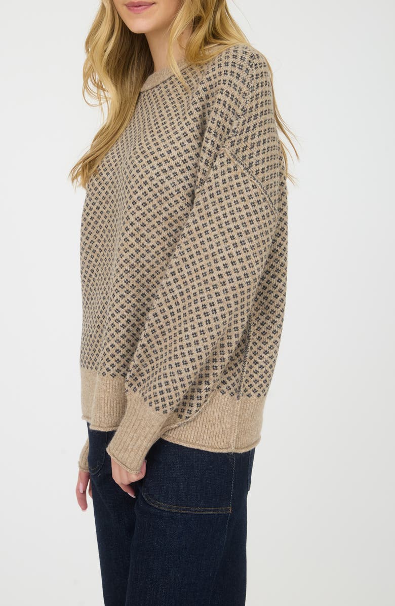 Blu Pepper Mini Jacquard Crewneck Sweater, Alternate, color, Khaki