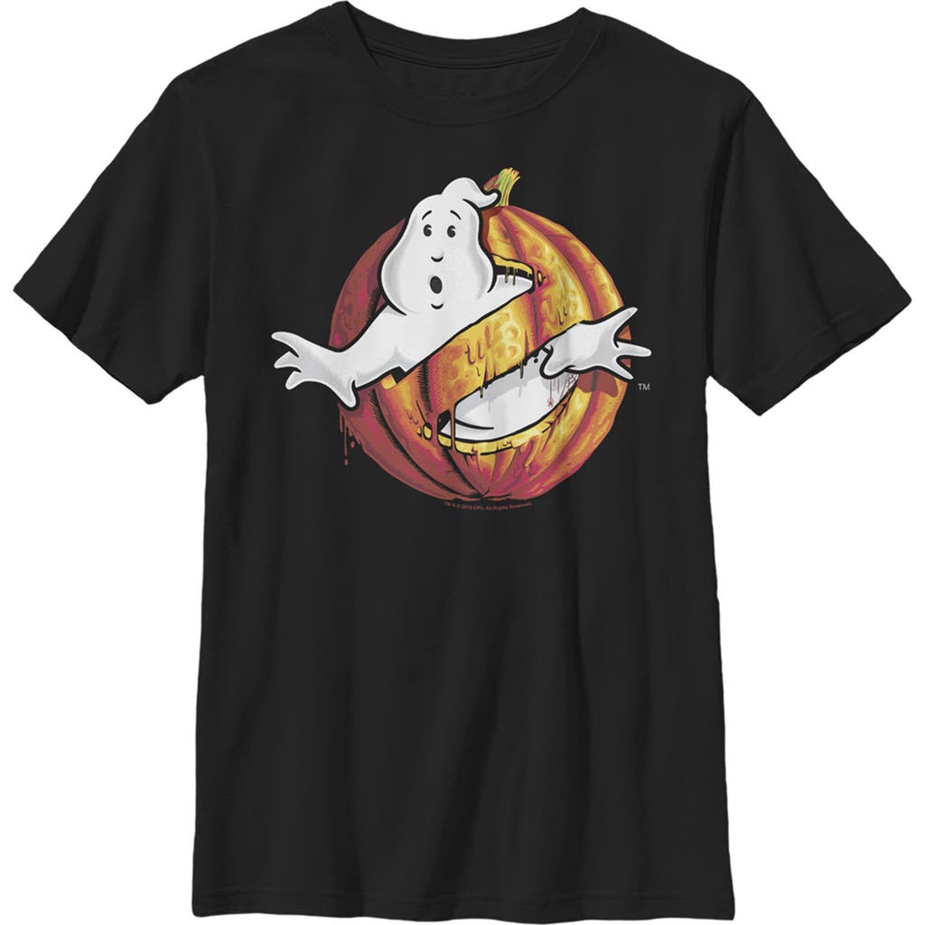 Boy's Ghostbusters Halloween Pumpkin Logo  Graphic T-Shirt in Black  product