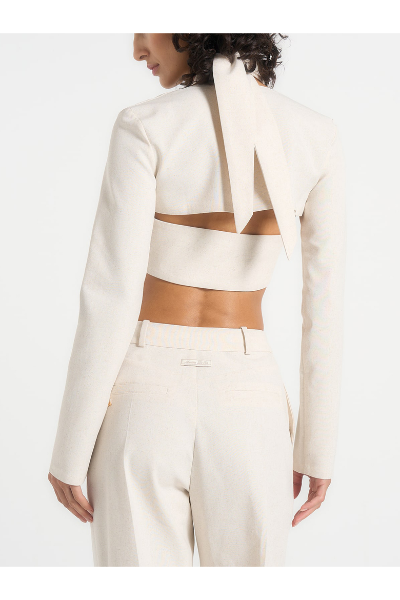 Wendy Linen Bolero Top, Alternate, color, Natural