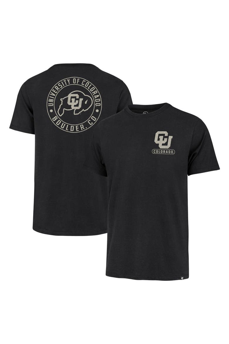 Men's '47  Black Colorado Buffaloes Left Chest Back Slide Two Hit Franklin T-Shirt, Main, color, Black