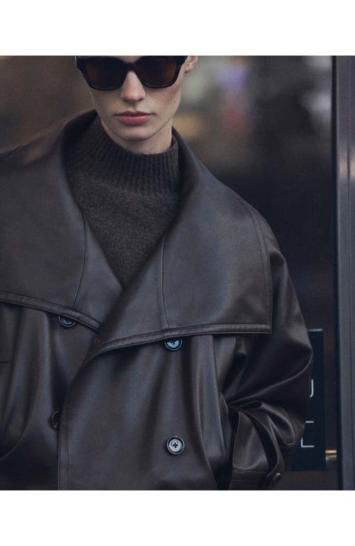 Mango Auro Double Breasted Faux Leather Jacket In Black