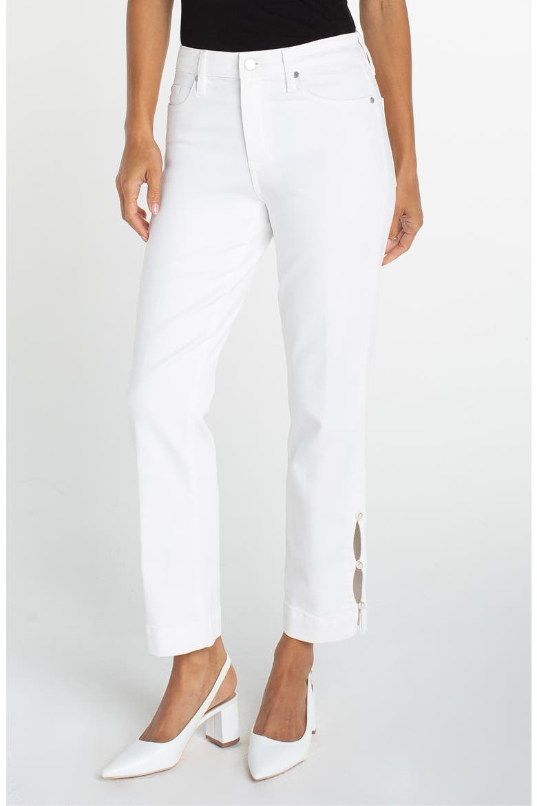 Kennedy Embellished High Waist Crop Straight Leg Jeans, Main, color, BRIGHT WHITE