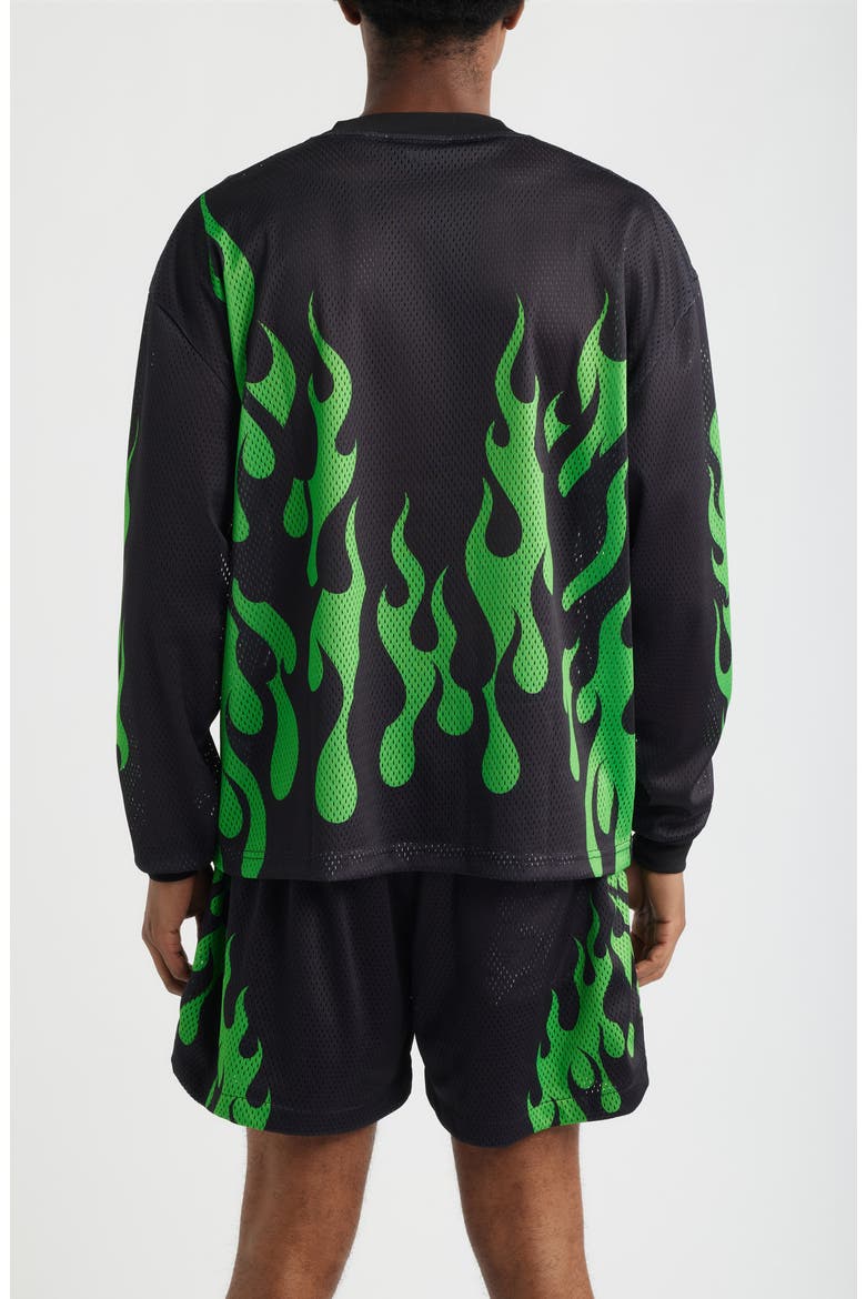 Toxic Flames Long Sleeve Mesh T-Shirt, Alternate, color, BLACK/ GREEN