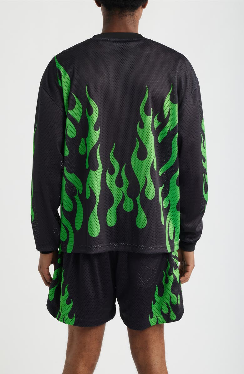 MARKET Toxic Flames Long Sleeve Mesh T-Shirt, Alternate, color, Black/ Green