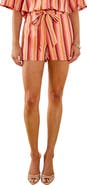 MARSY Striped Shorts with Tie Belt