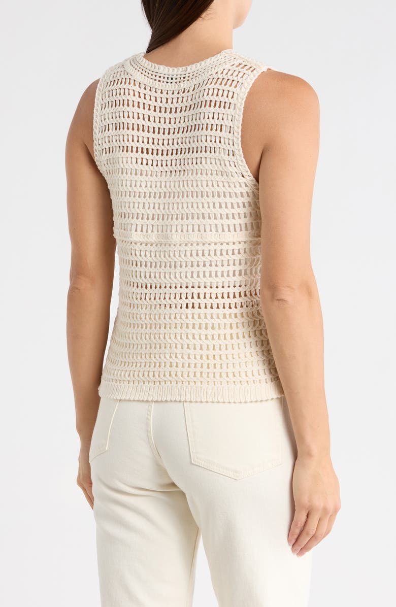 Adrianna Papell Crochet Cotton Blend Sweater Vest, Alternate, color, Oatmeal