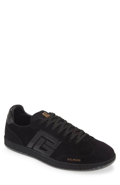 Balmain Swan Suede Low-top Sneakers In Opa Black