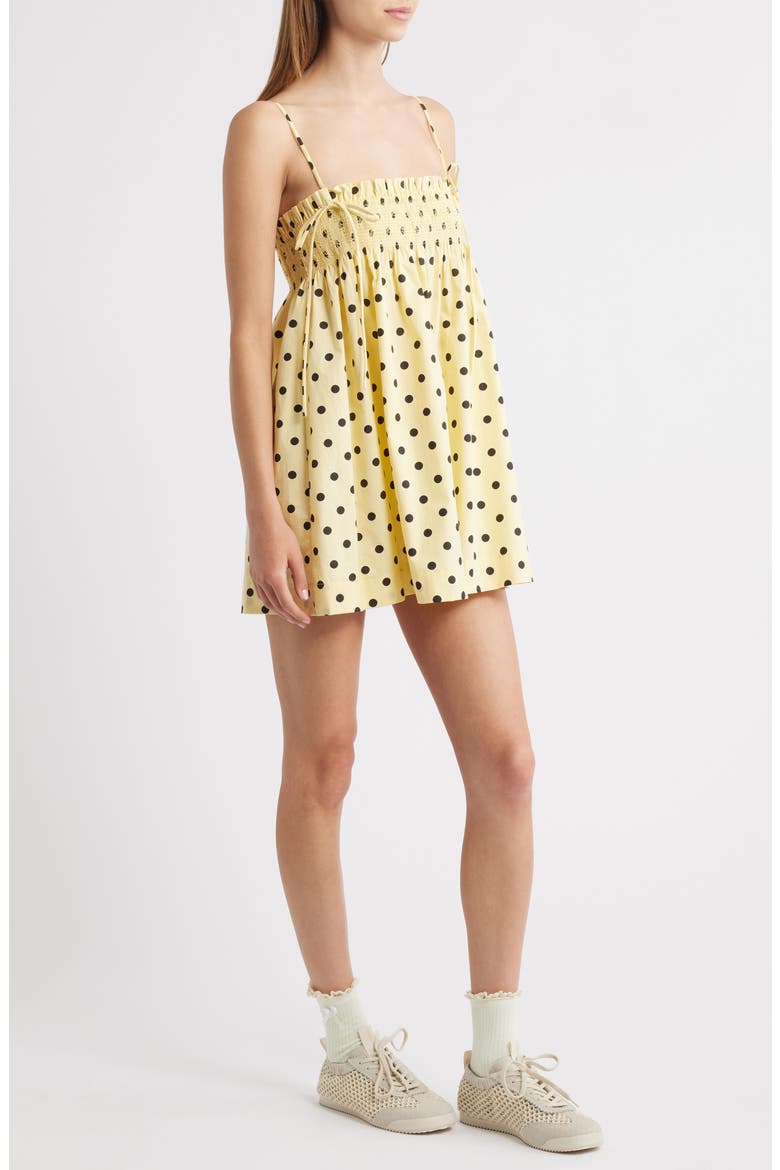 Lilo Polka Dot Organic Cotton Minidress, Alternate, color, YELLOW