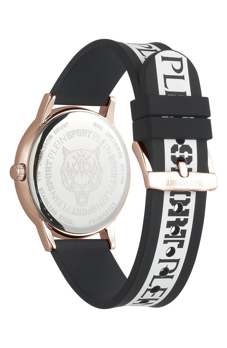 PLEIN SPORT Three-Hand Quartz Silicone Strap Watch, 41mm, Alternate, color, Rosegold