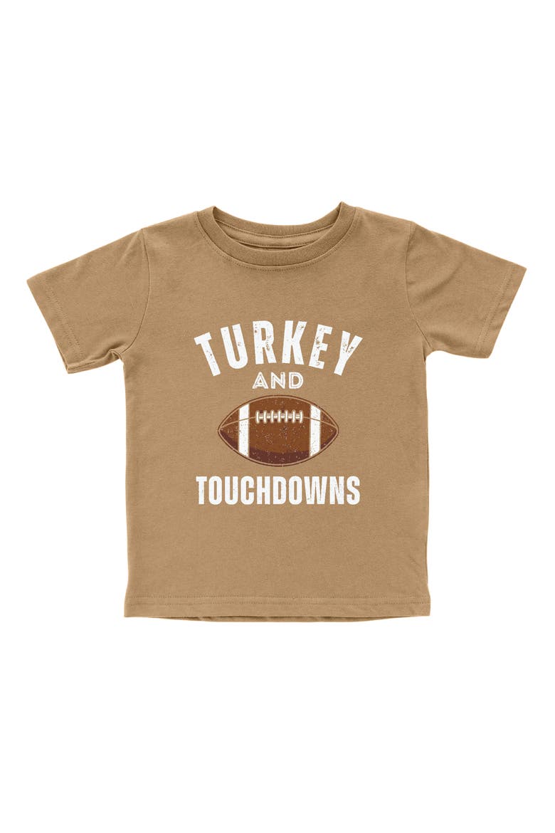 Turkey and Touchdowns Thanksgiving Short Sleeve T-Shirt, Main, color, Mocha