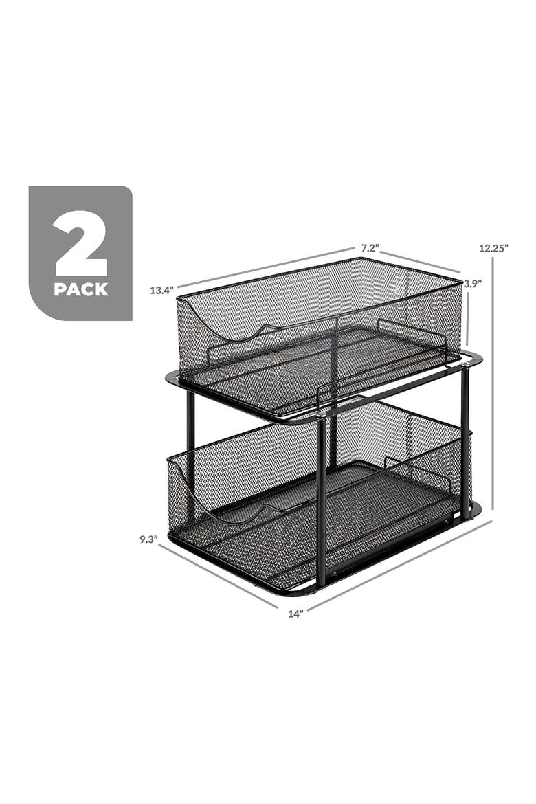 2-Tier Metal Sliding Bin Organizer, Alternate, color, BLACK