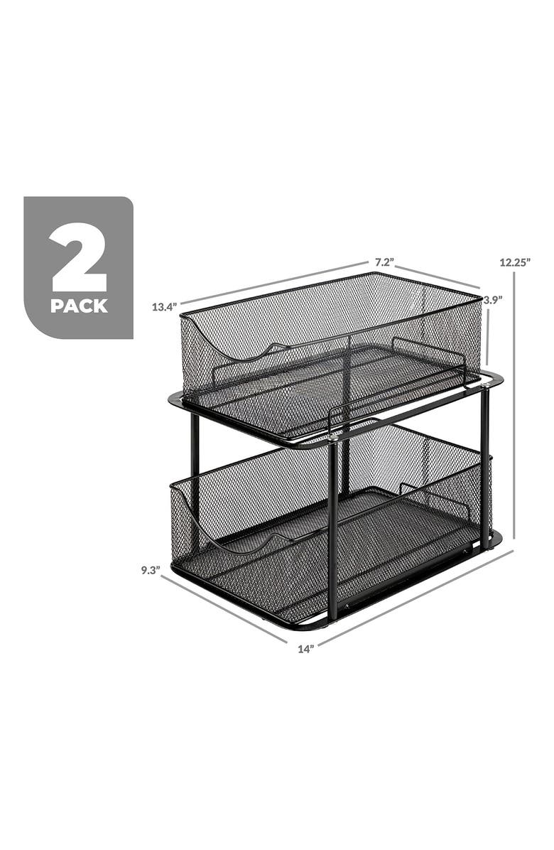 SORBUS 2-Tier Metal Sliding Bin Organizer, Alternate, color, Black