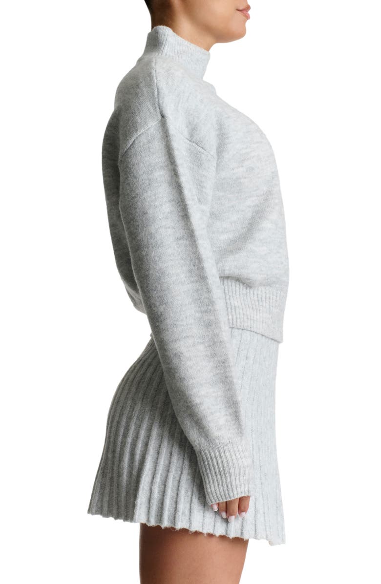 Naked Wardrobe Crop Turtleneck Sweater, Alternate, color, Heather Grey