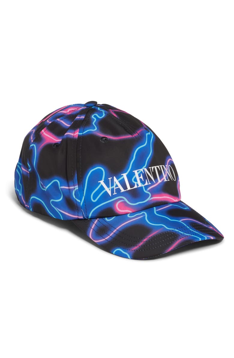 Valentino Garavani Men's Neon Camo Baseball Cap, Main, color, 