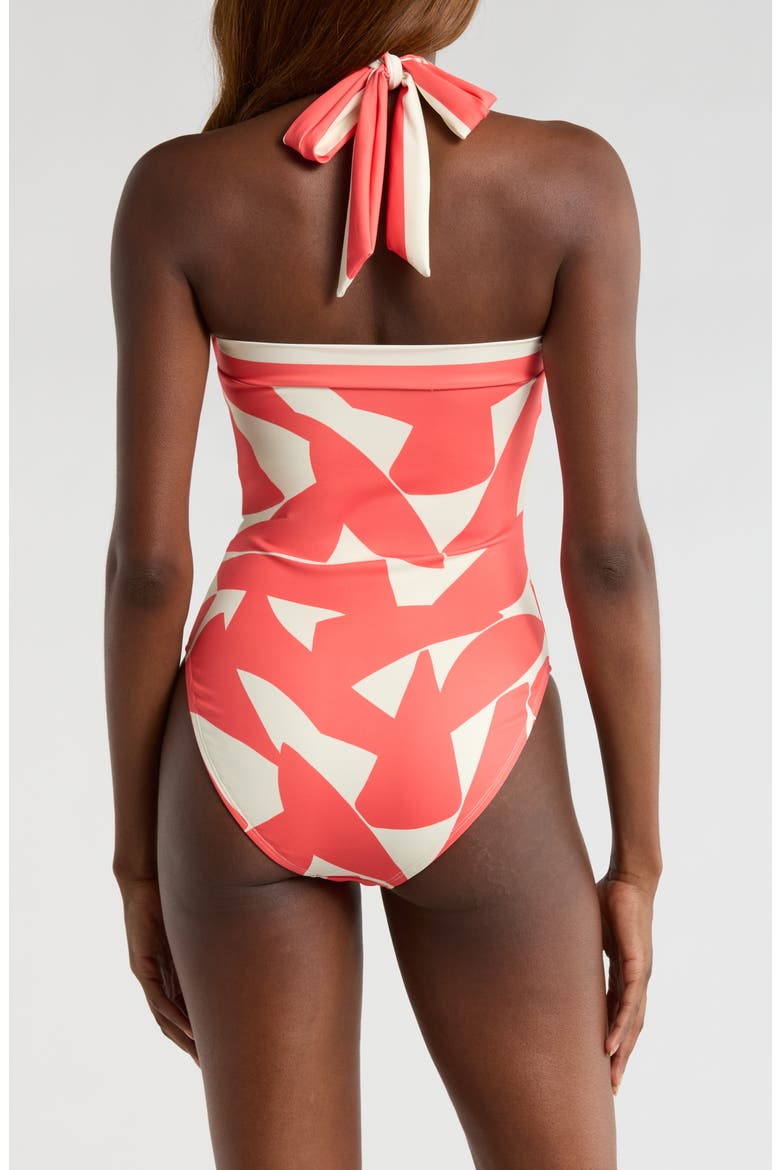 Halter One-Piece Swimsuit, Alternate, color, CORAL GEO