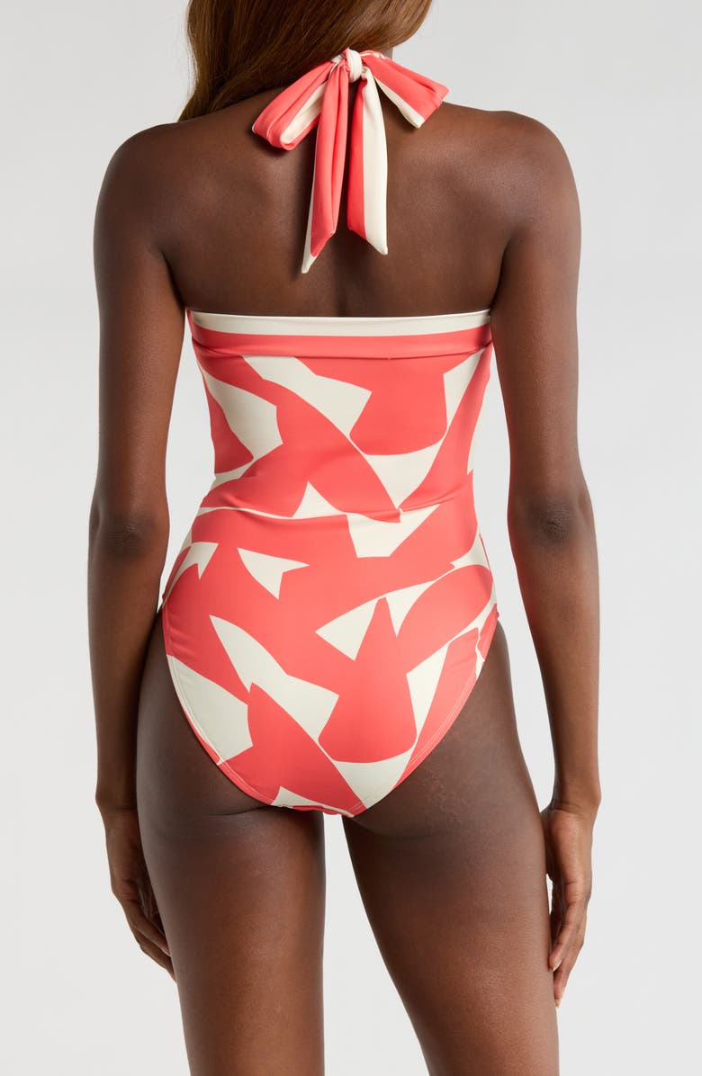 Hutch Halter One-Piece Swimsuit, Alternate, color, Coral Geo