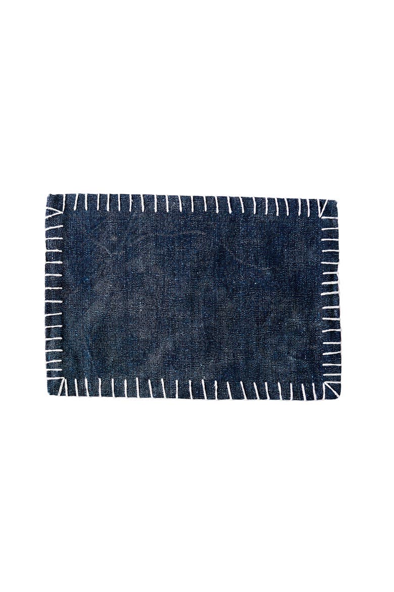 Carter Stitching Placemats Set of 4 14" x 20", Alternate, color, Blue