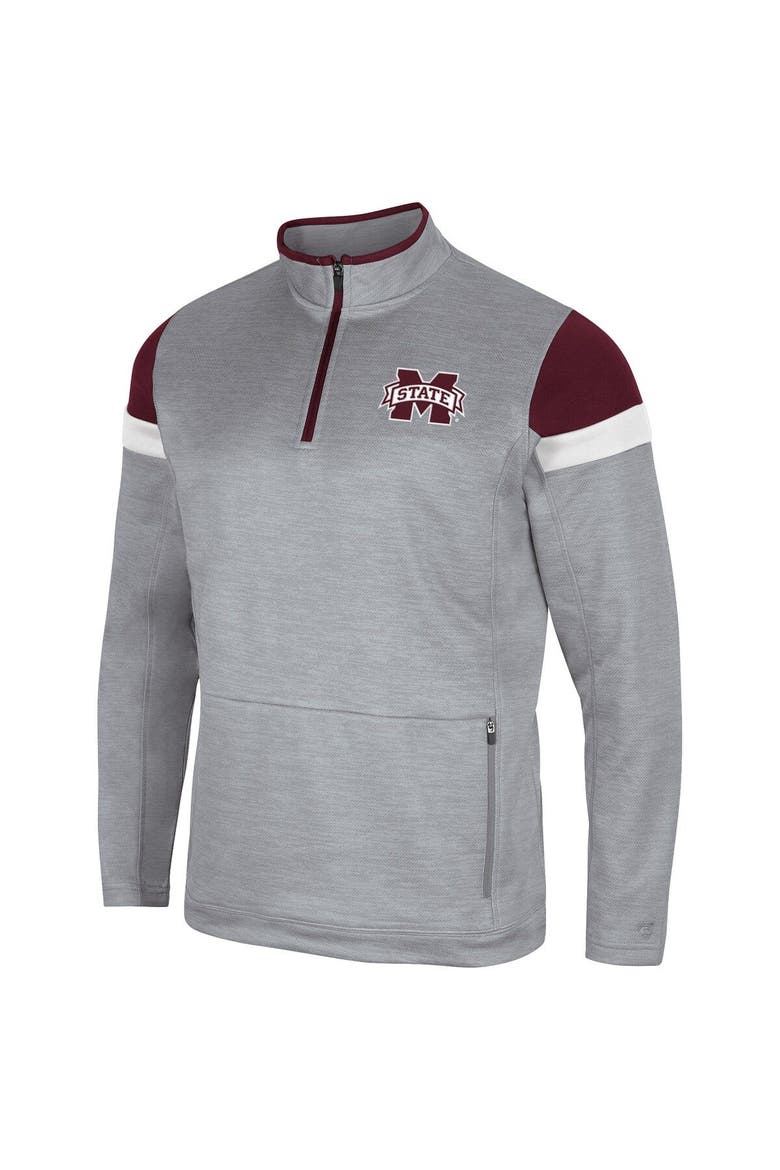 Men's Colosseum Gray Mississippi State Bulldogs Bingo Quarter-Zip Jacket, Alternate, color, Gray