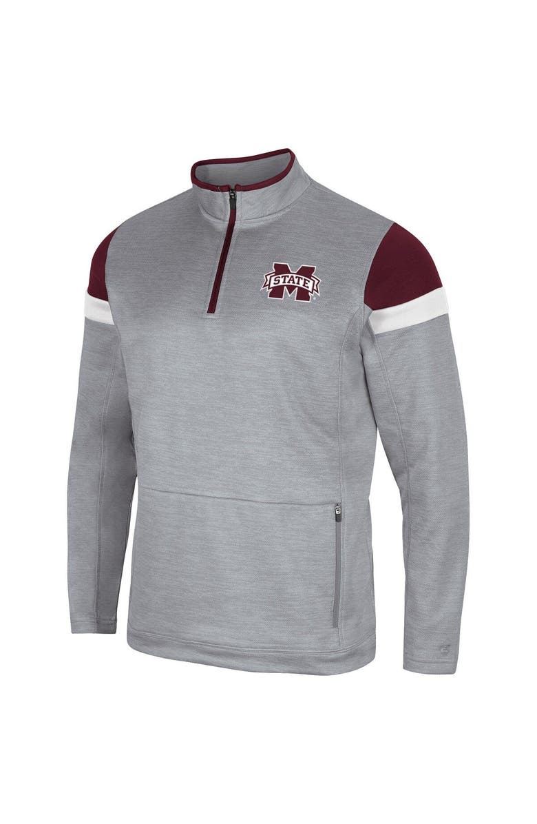 COLOSSEUM Men's Colosseum Gray Mississippi State Bulldogs Bingo Quarter-Zip Jacket, Alternate, color, 