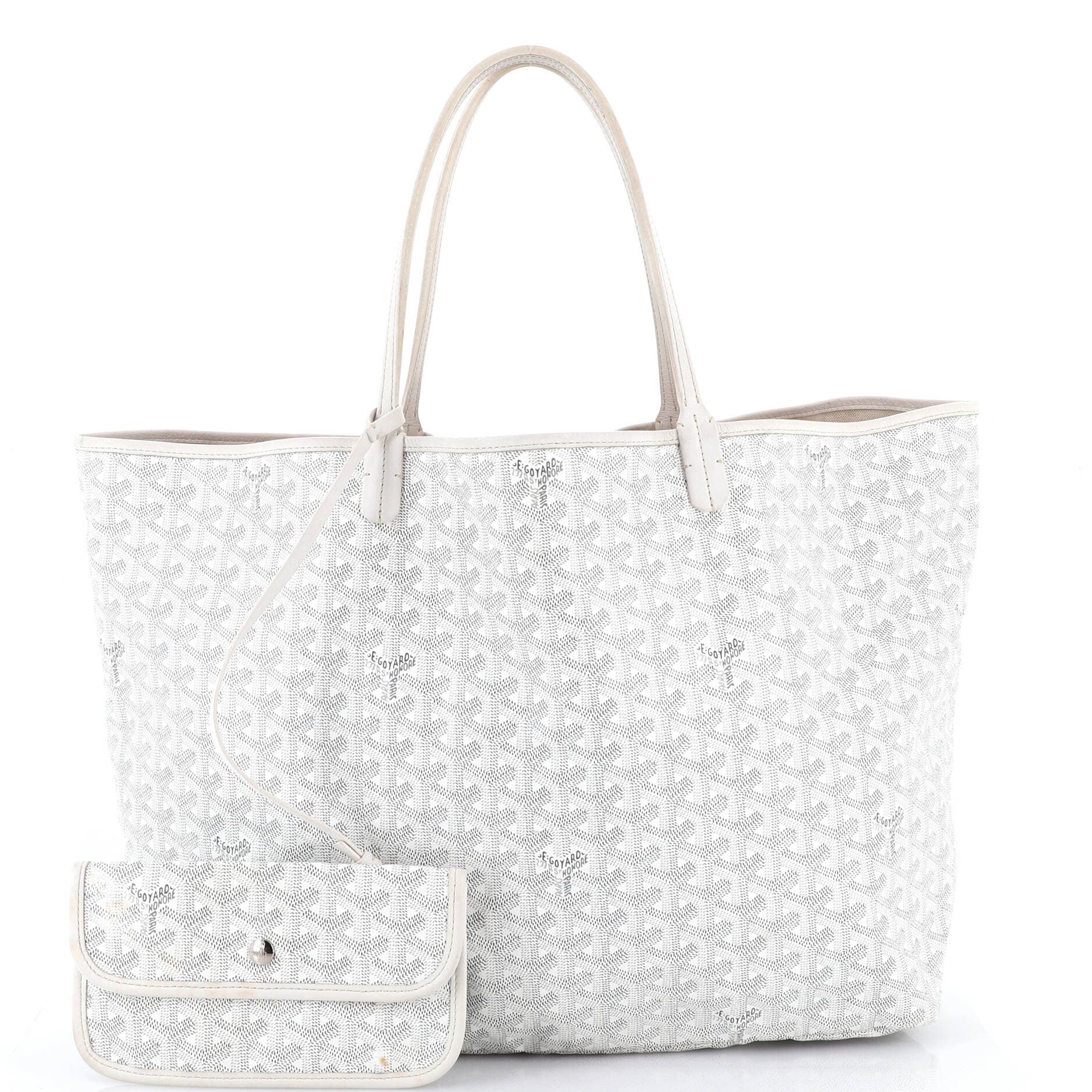 Pre-Owned Goyard Saint Louis Tote Coated Canvas GM, Alternate, color, White