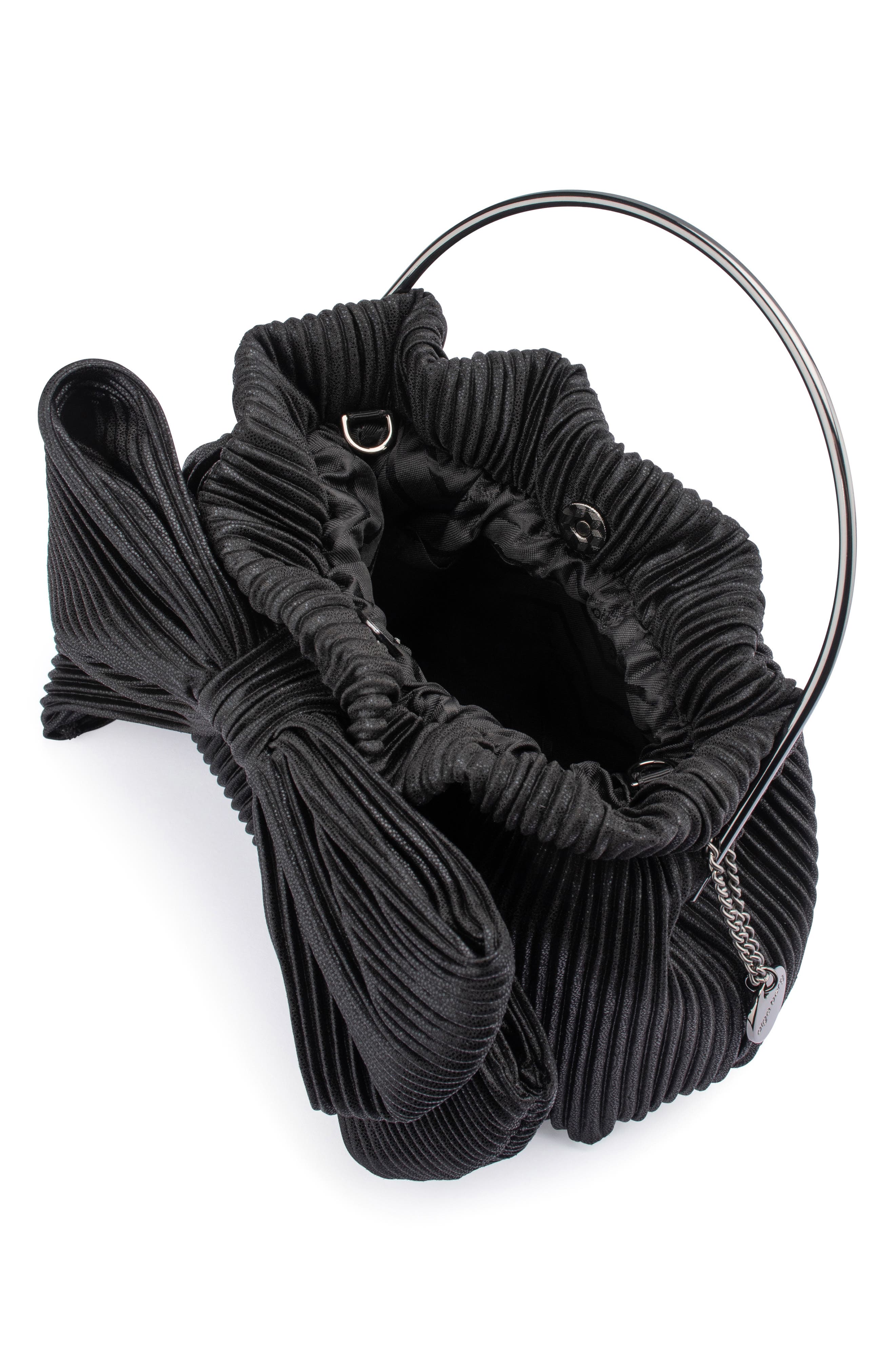 Olga Berg Elise Pleated Top Handle Bag, Alternate, color, Black