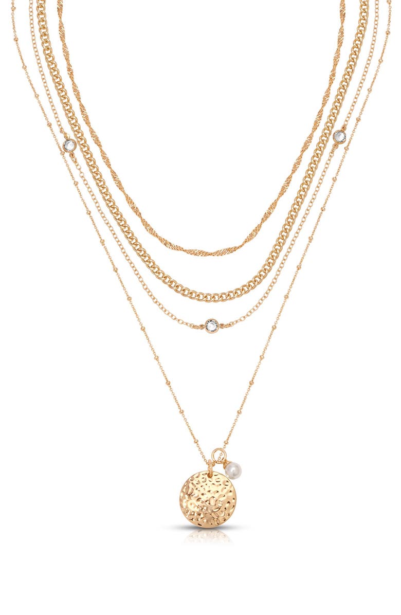 Ettika Layered Chain Pendant Necklace, Alternate, color, Gold