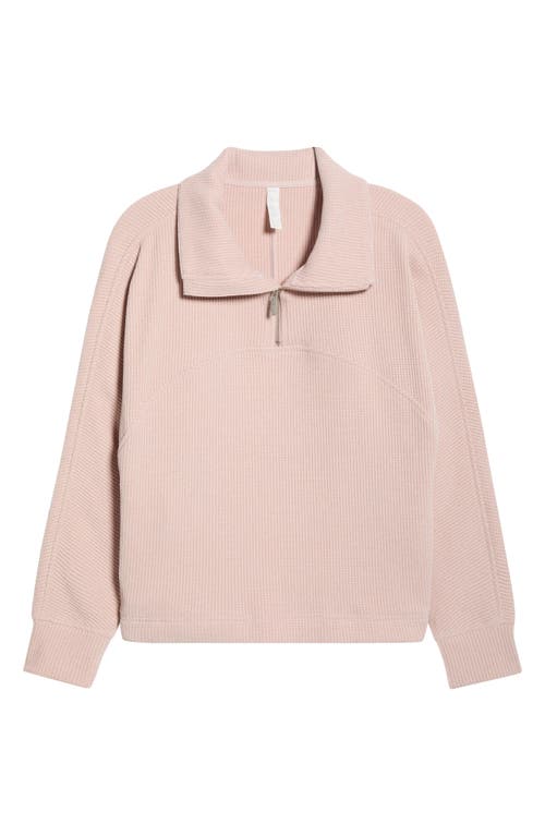 Zella Half Zip Waffle Stitch Sweatshirt In Neutral