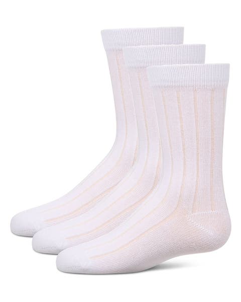 Boy's 3 Pair Pack Basic Cotton Blend Ribbed Crew Socks