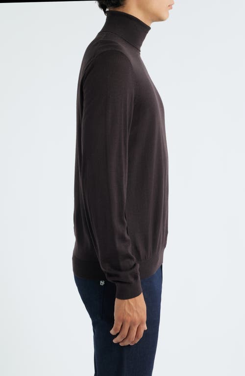 Hugo Boss Boss Musso Virgin Wool Turtleneck Sweater In Brown