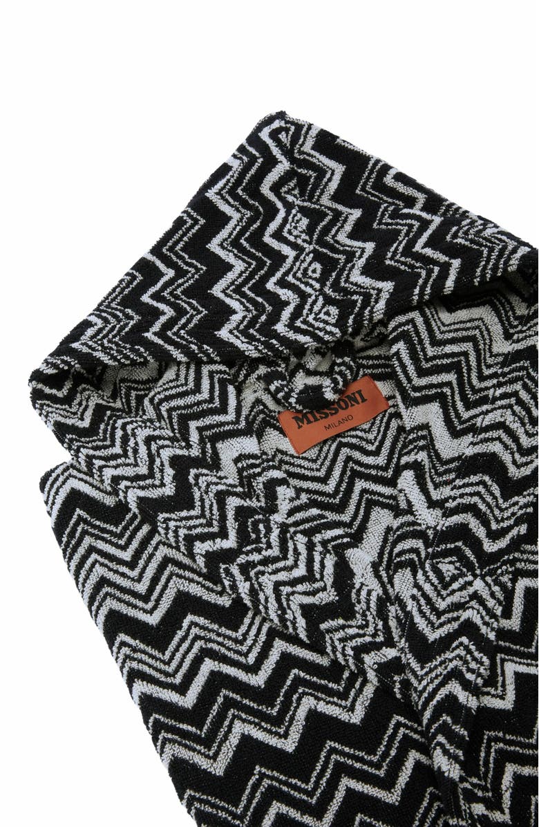 Missoni Home Keith Chevron Cotton Terry Bathrobe, Alternate, color, Black & White
