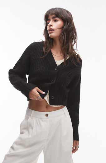 Topshop Ovoid Crop Wool Blend Rib Cardigan Nordstrom
