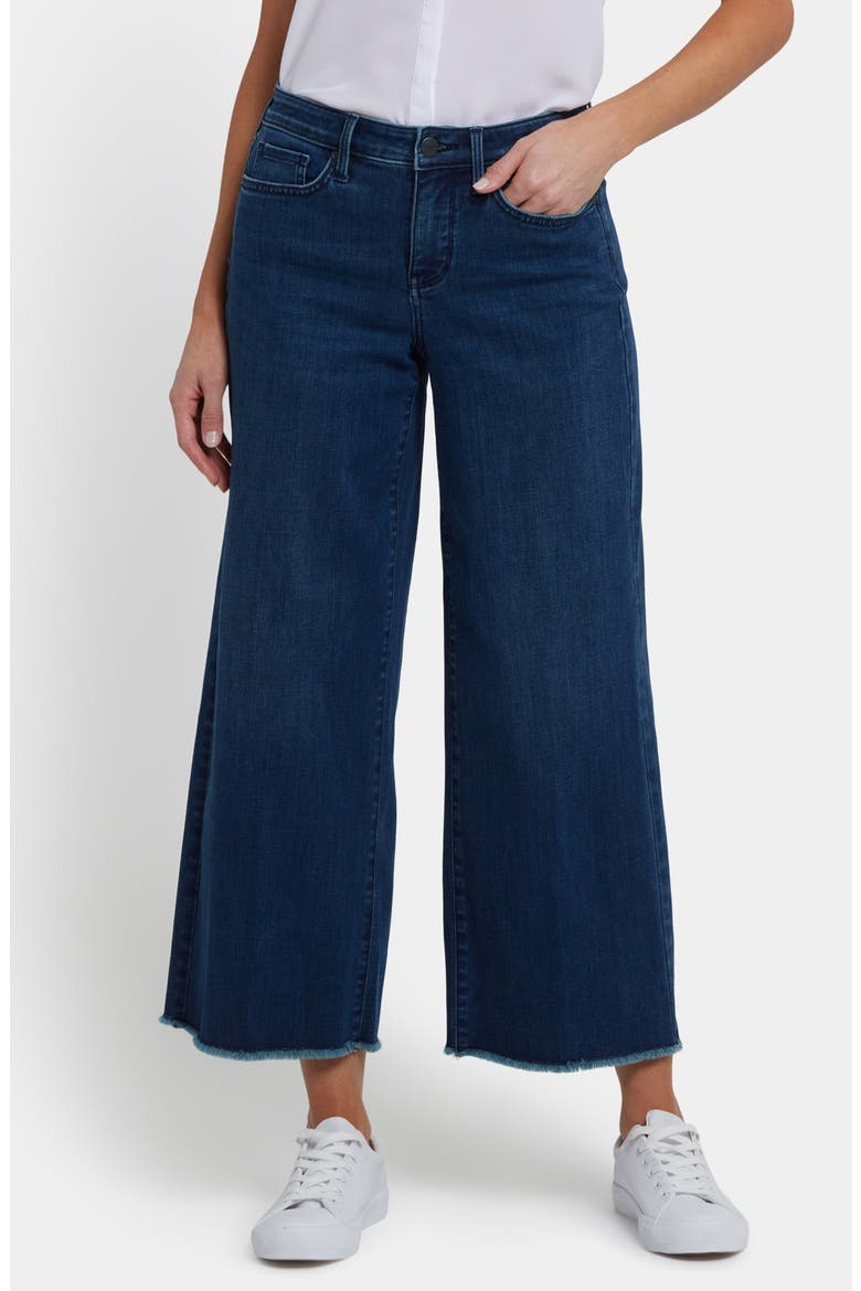 Teresa High Waist Fray Hem Wide Leg Ankle Jeans, Main, color, IBIZA BLUES