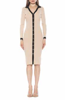 Alexia Admor Cordelia Knit Long Sleeve Shirtdress