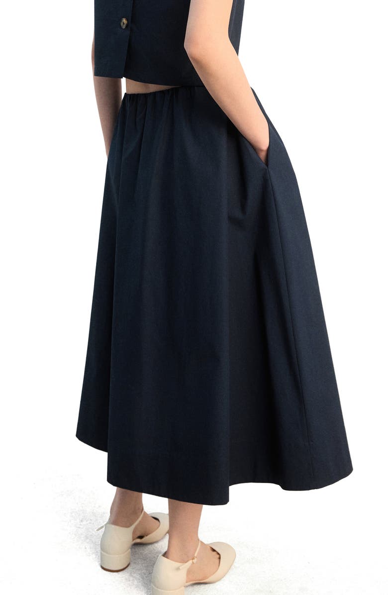 MANGO Cotton Midi Skirt, Alternate, color, Navy