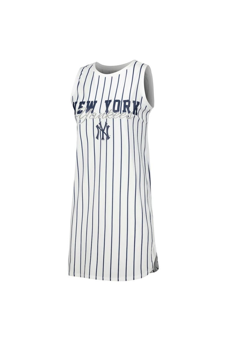 Women's Concepts Sport White New York Yankees Reel Pinstripe Knit Sleeveless Nightshirt, Alternate, color, White