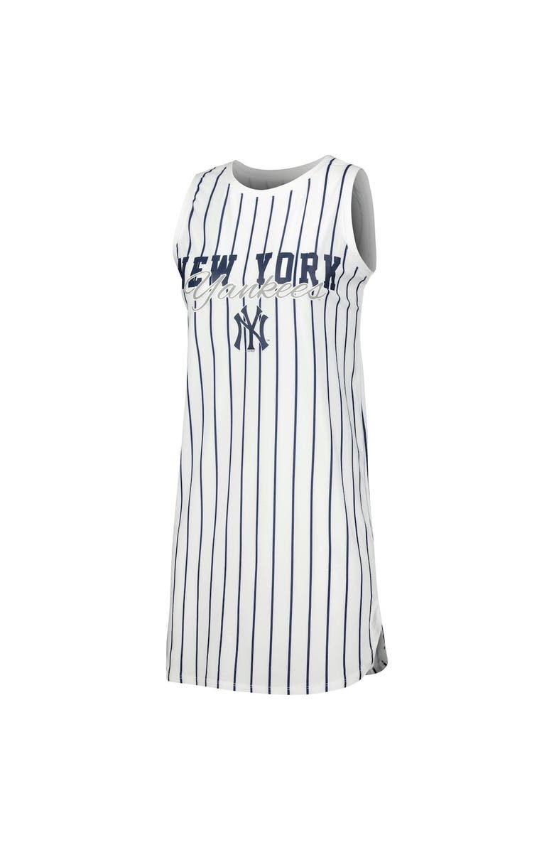 CONCEPTS SPORT Women's Concepts Sport White New York Yankees Reel Pinstripe Knit Sleeveless Nightshirt, Alternate, color, White