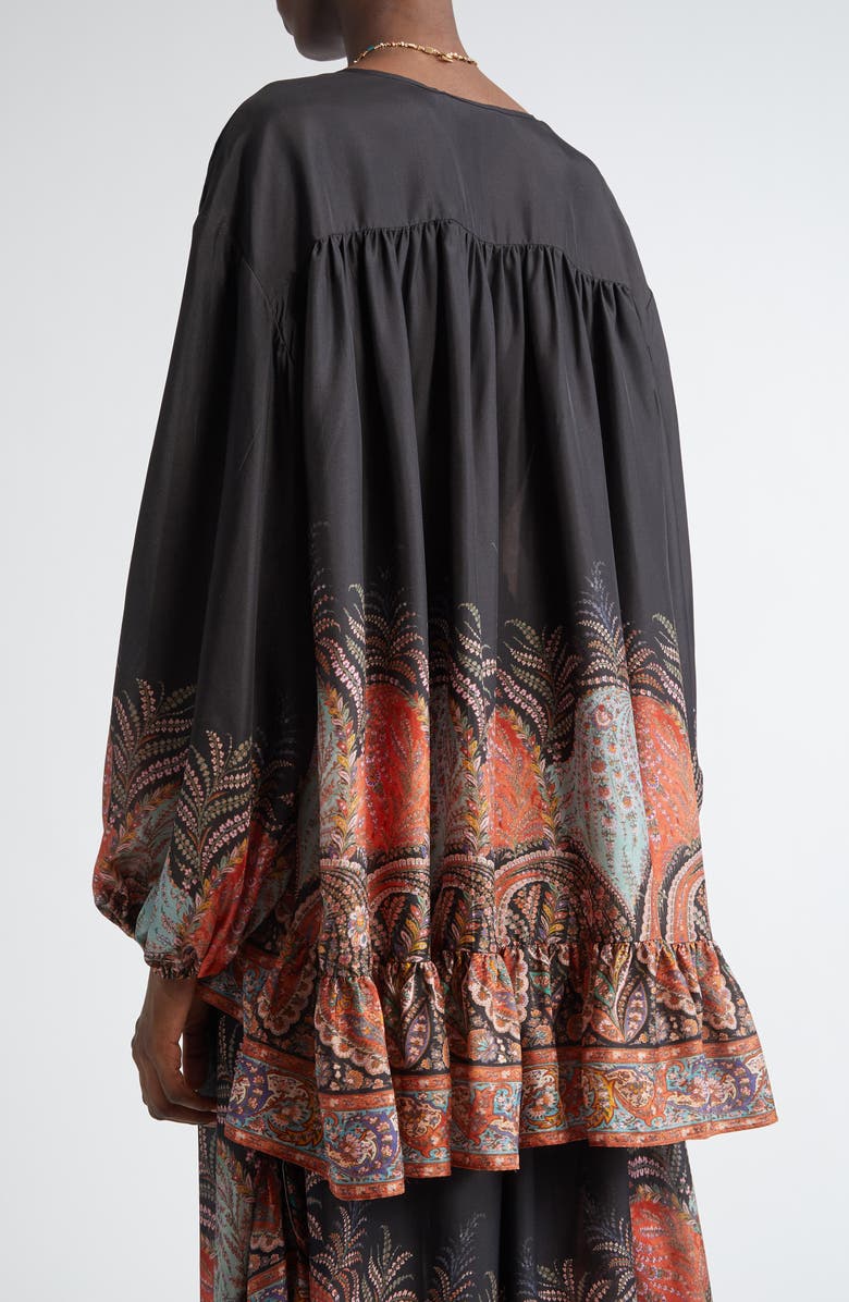 Zimmermann Rhiannon Ruffle Billow Top, Alternate, color, Black Paisley