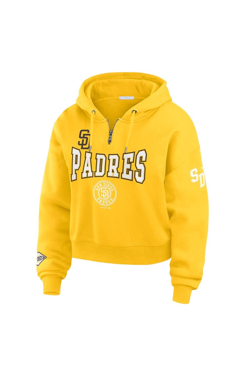 WEAR by Erin Andrews Women's WEAR by Erin Andrews Gold San Diego Padres  Patch Quarter-Zip Hoodie, Alternate, color, 