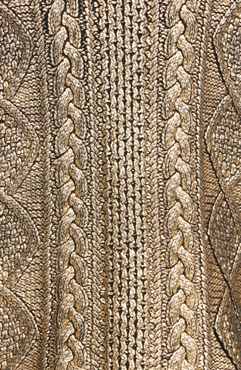 Veronica Beard Grady Metallic Coated Cable Sweater, Alternate, color,