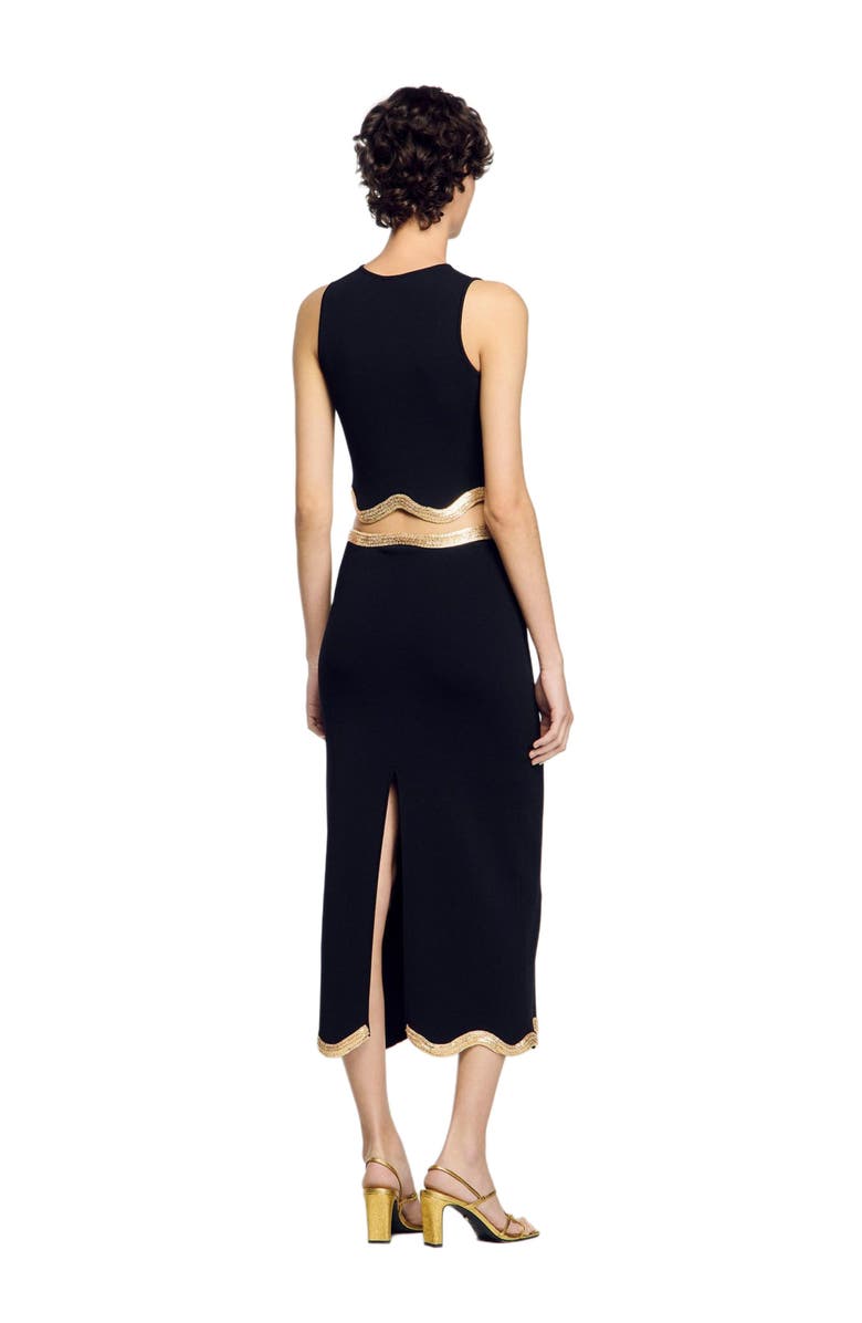 SANDRO Long knitted skirt with chain detail, Alternate, color, Black