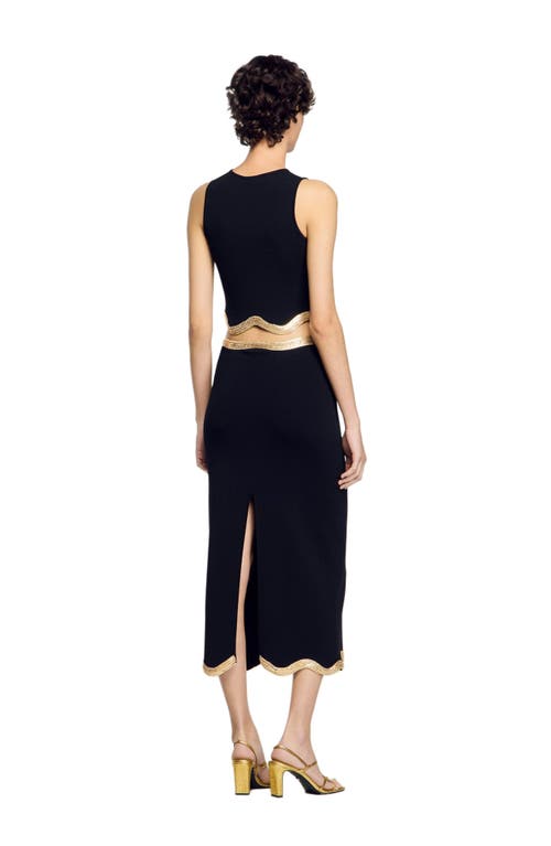 Sandro Cropped Sweater With Chain Detail In Black