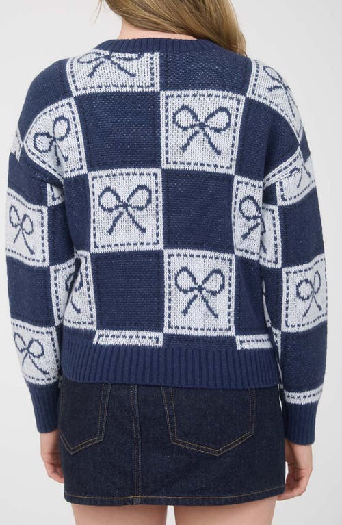Blu Pepper Bow Sweater In Blue