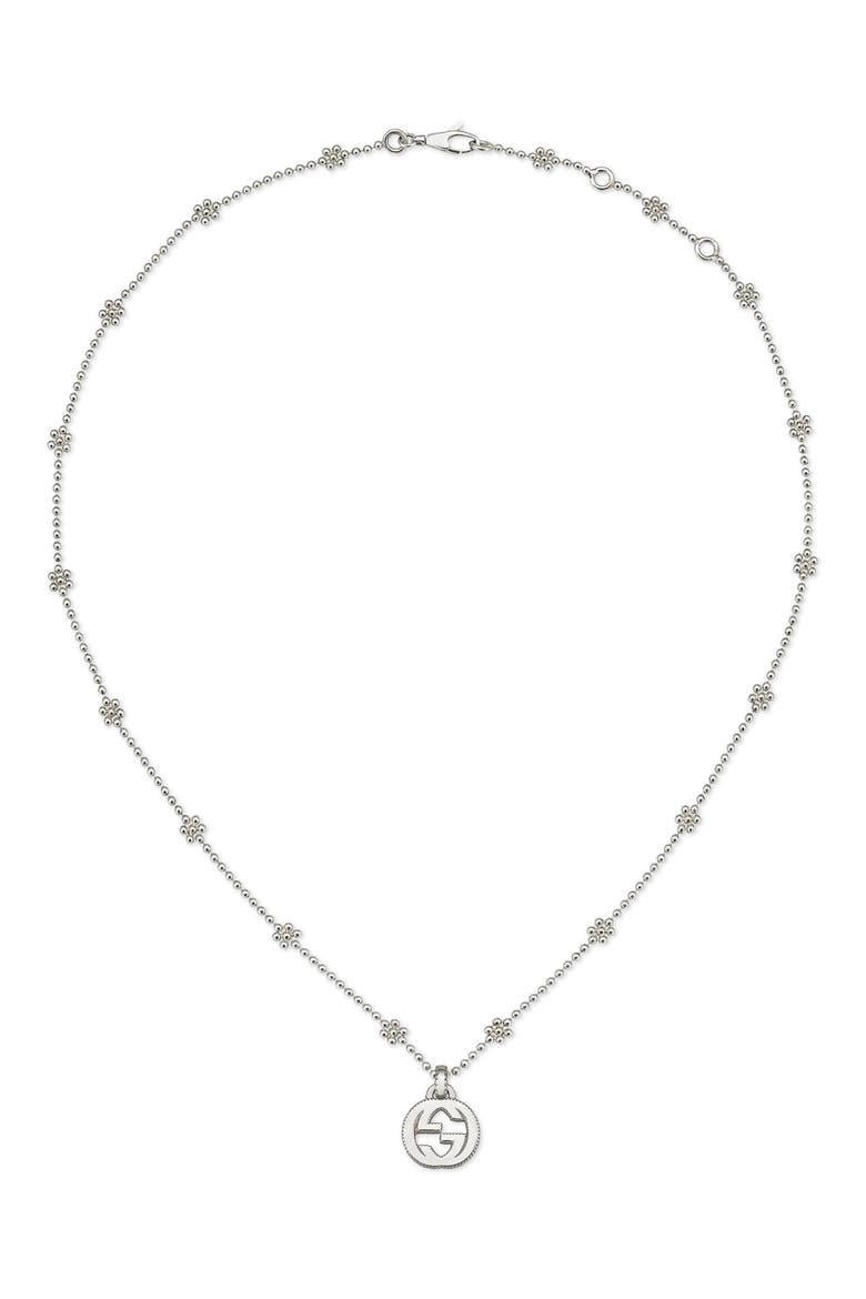 Silver Interlocking-G Pendant Necklace, Main, color, STERLING SILVER