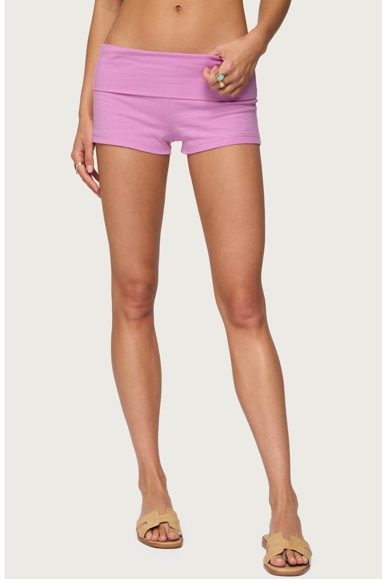 Fleur Foldover Shorts, Main, color, PINK