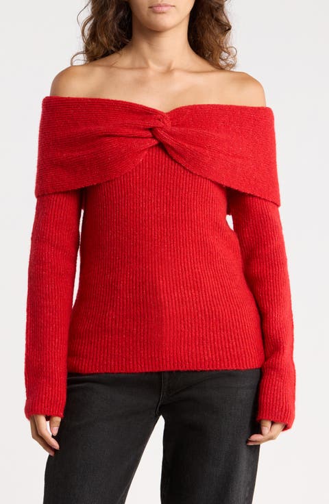 Twisted Front Off the Shoulder Sweater