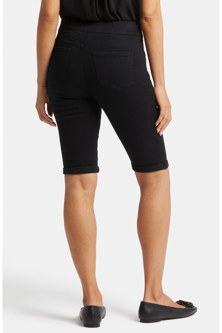 Roll Cuff Pull-On Denim Bermuda Shorts, Alternate, color, OVERDYE BLACK